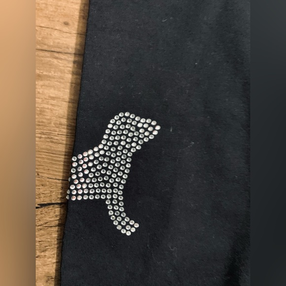 PINK VS RHINESTONE V NECK DOGGIE TSHIRT/ LEGGINGS OUTFIT SET L - Picture 10 of 12